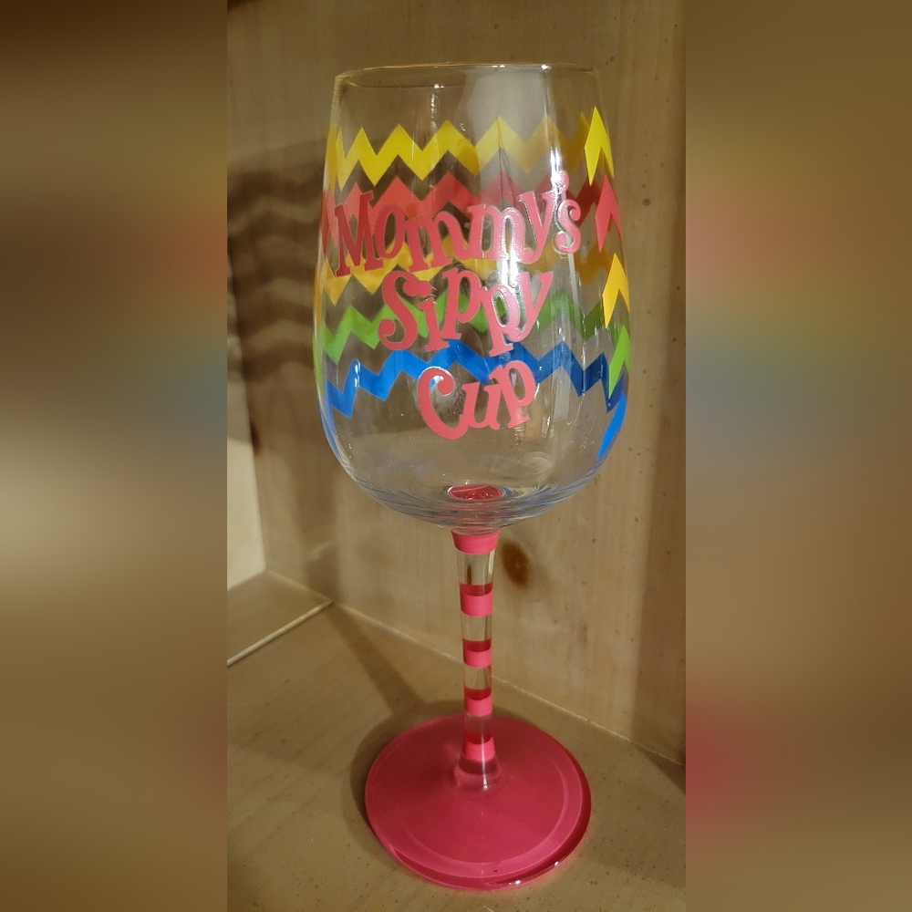 Colorful Mommy's Sippy Cup Wine Glass